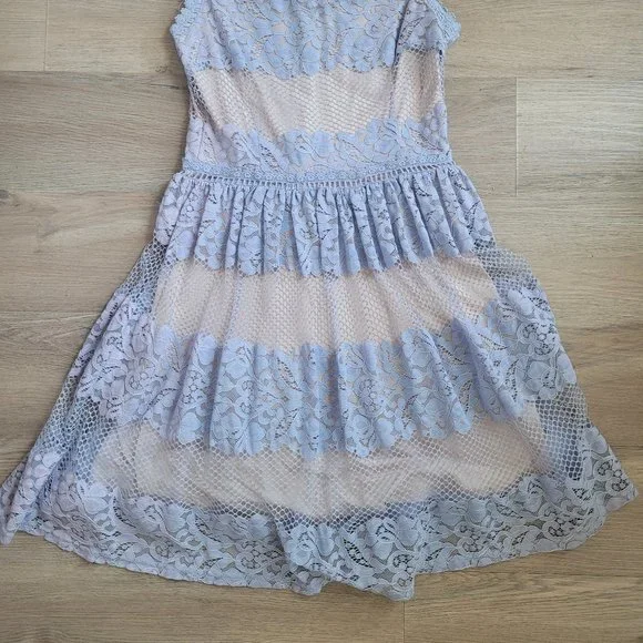 Altar'd State Dress Cream and Blue Lace and Tulle Small - Picture 2 of 7